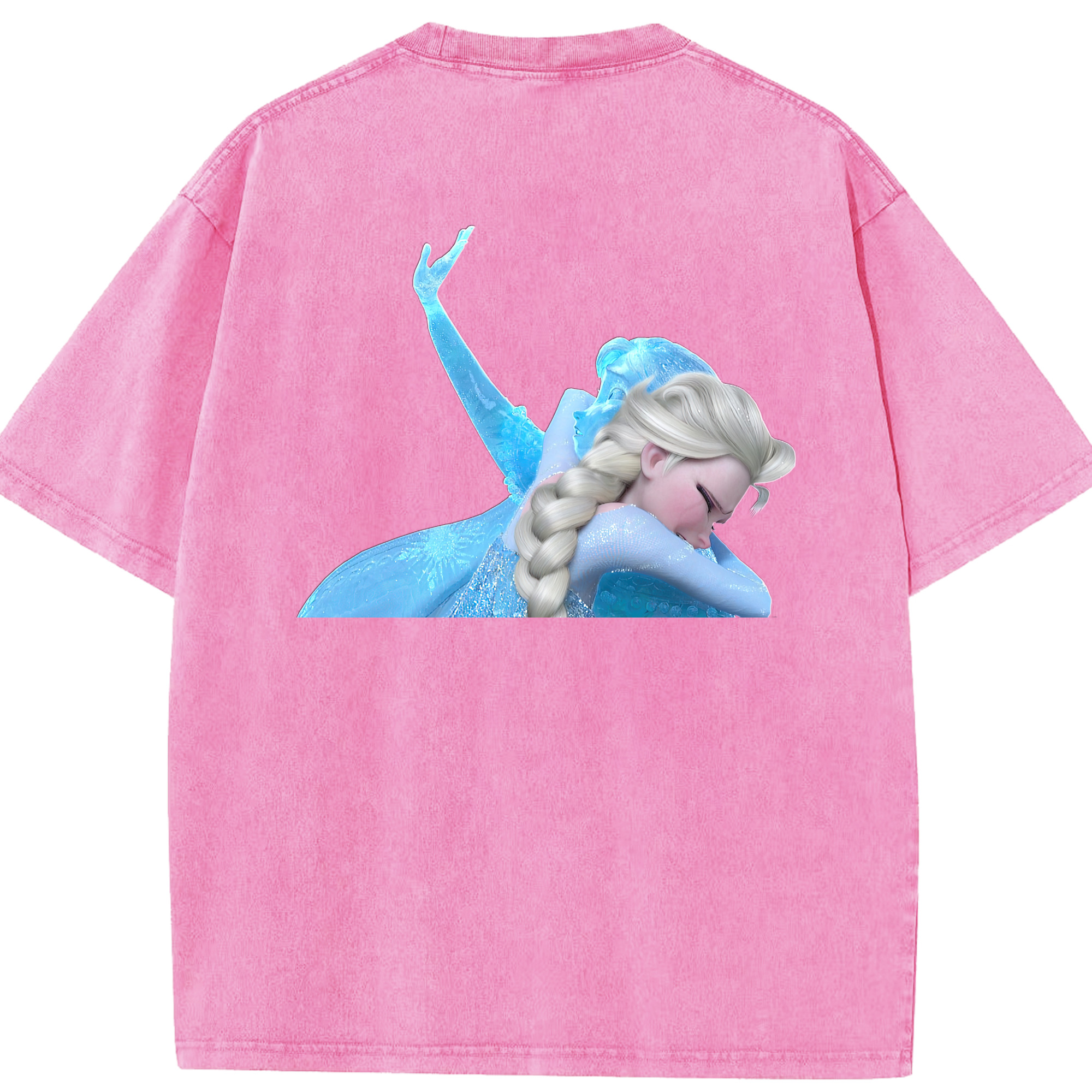 （画像用） アナと雪の女王 アンナ エルサ Frozen Anna Elsa 綿100% ヴィンテージ風 半袖Tシャツ（背面プリント）